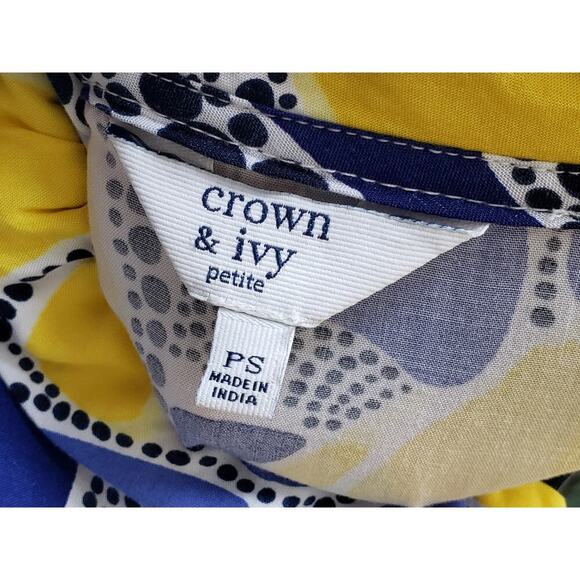 Crown & Ivy Sheath Dress Womens PS Multi Sailboat Print Sleeveless Ruffled Neck - Picture 3 of 11